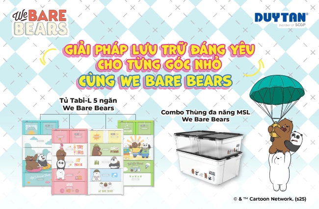 GIẢI PHÁP LƯU TRỮ ĐÁNG YÊU CHO TỪNG GÓC NHỎ CÙNG WE BARE BEARS