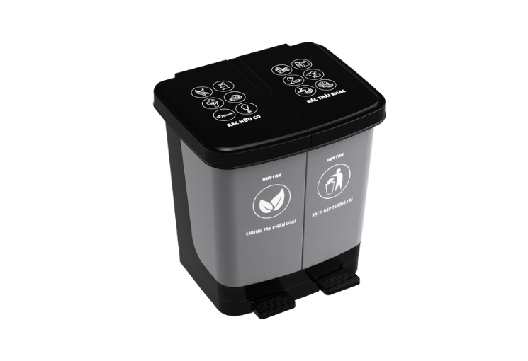 Thùng Rác Đạp 2 Ngăn 40L