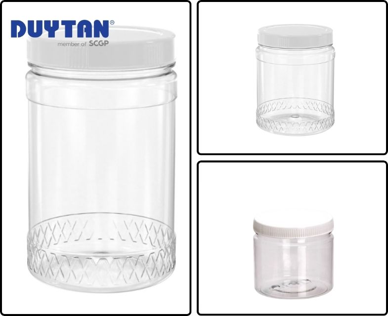 Round white-lid PET jar