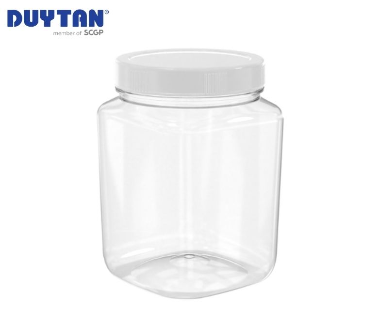 Square white-lid PET jar